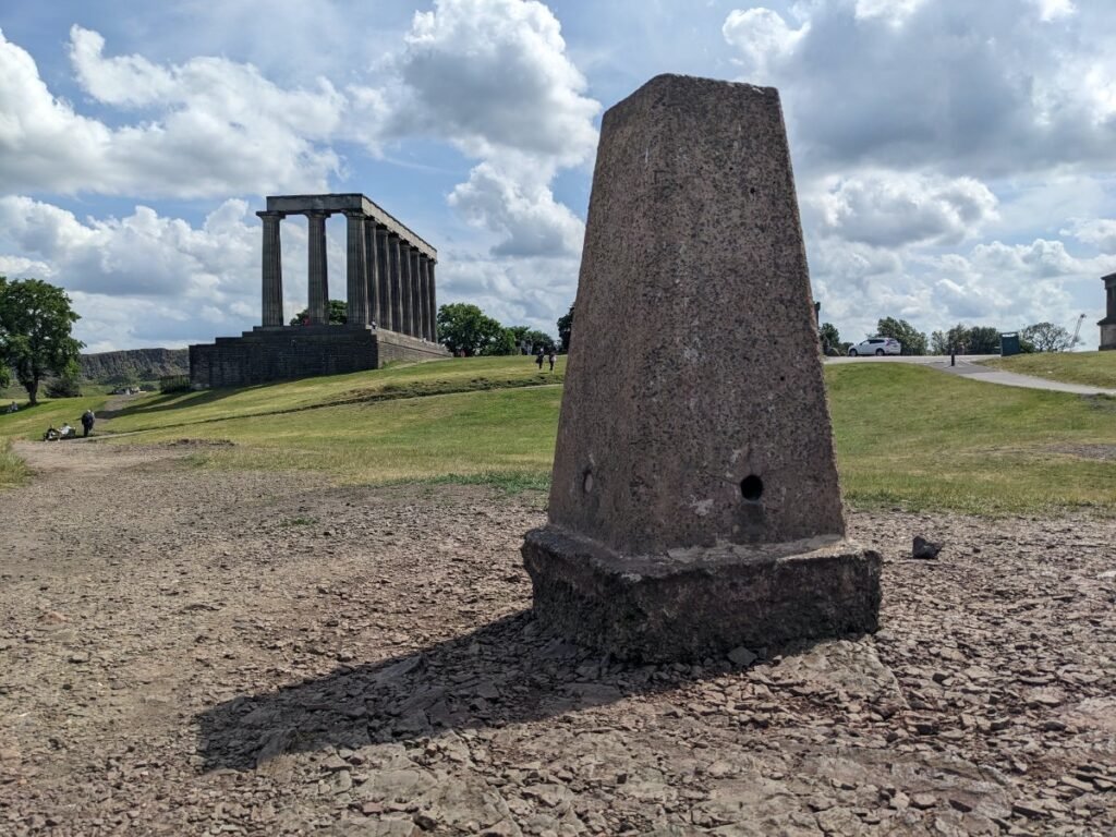 Trig Point at the National Monument of Scotland on Edinburgh's Calton Hill