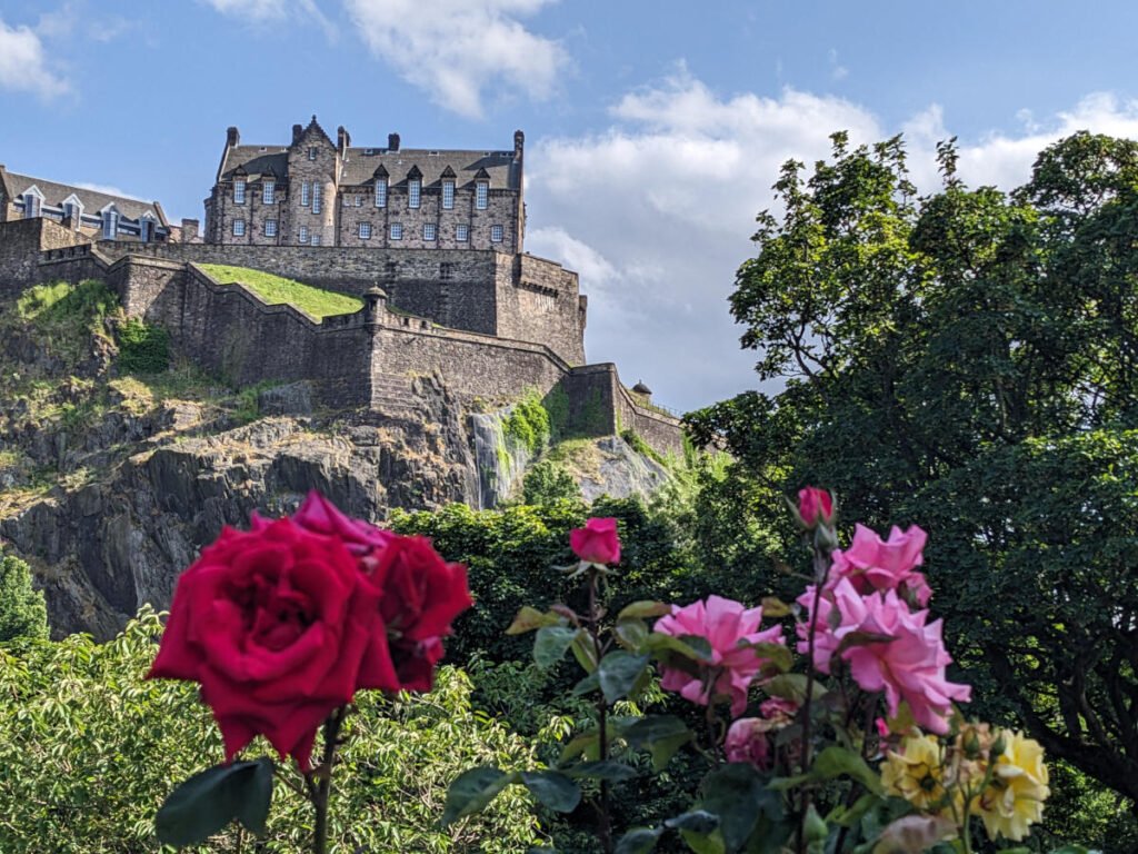 Edinburgh Castle, seen across Princes Street Gardens